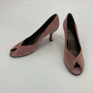 Stuart Weitzman Women’s Pink Suede Open Toed Pump - Size 6